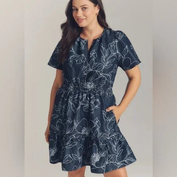 NWT Size M - The Somerset Cotton Denim Mini Dress W Pockets (NWT US$ 168) - Picture 7 of 16